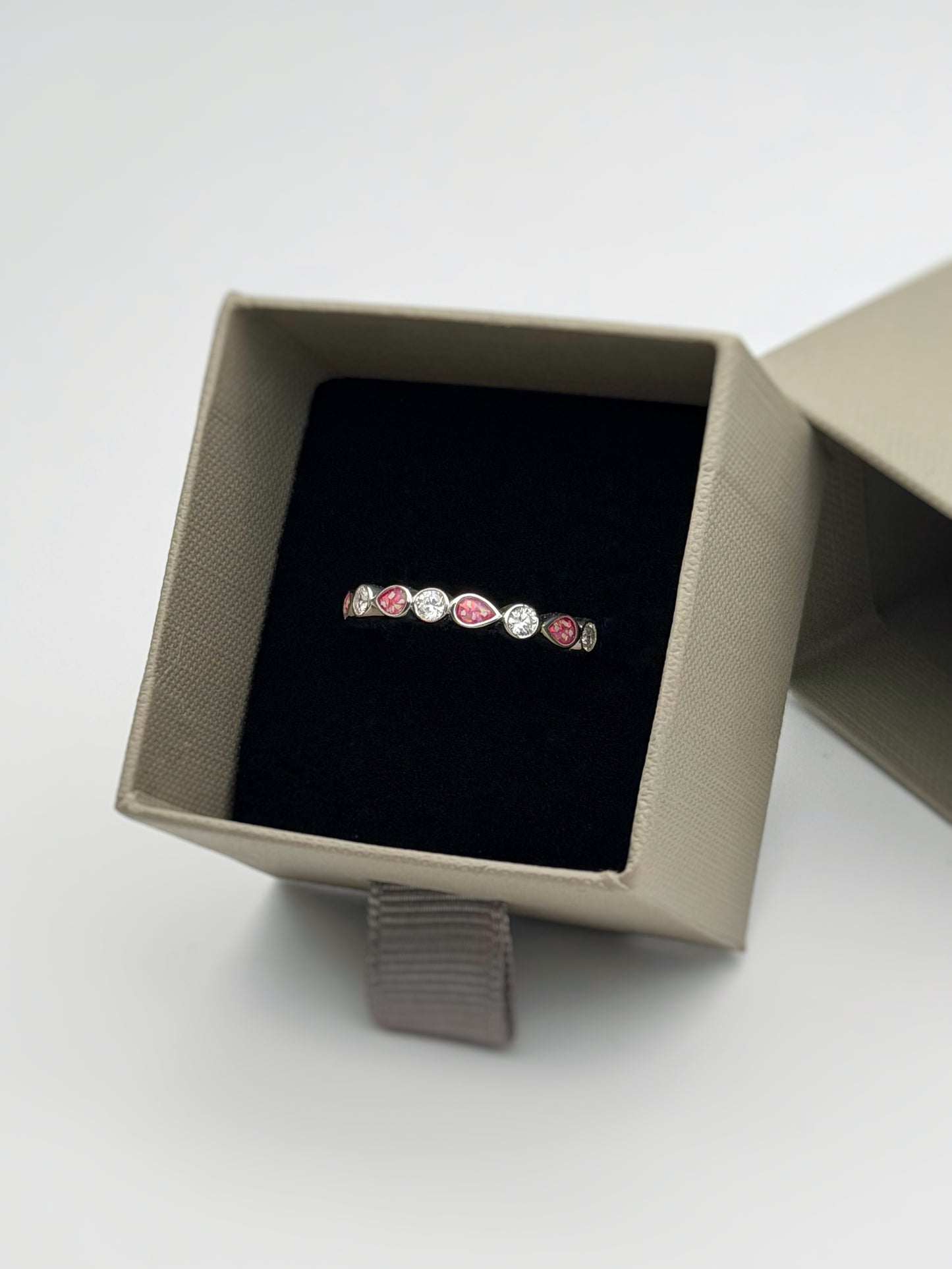 925 Silver Pear Crystal Band Ring