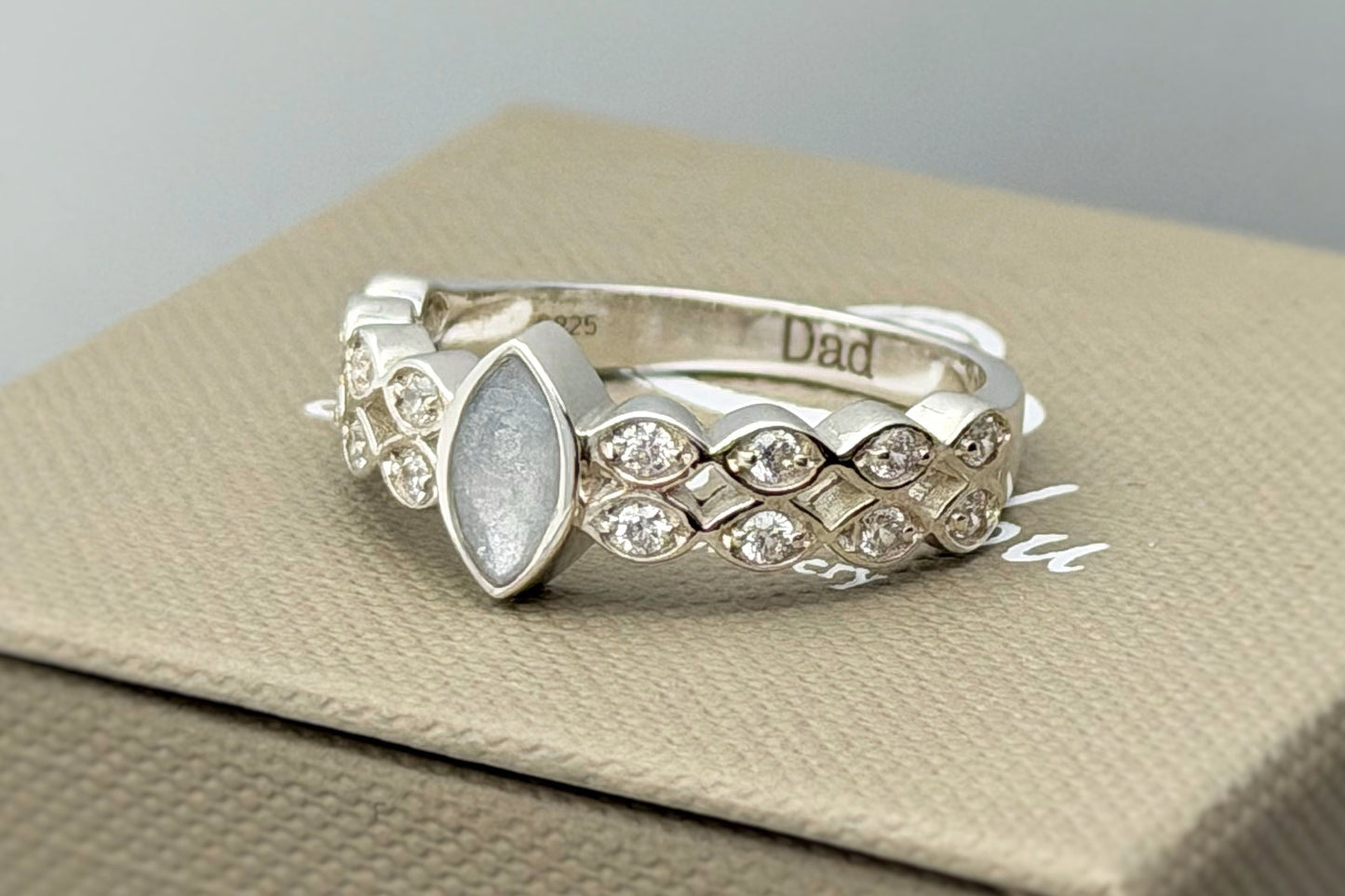 925 Silver Double Band Crystal Marquise Ring