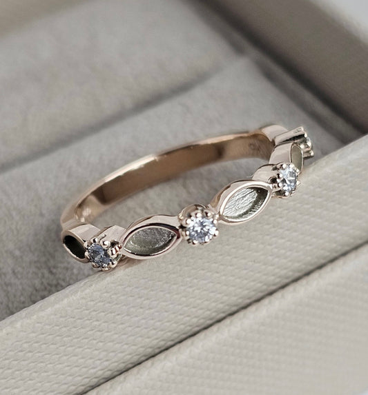 9k Gold Half Marquise Crystal Ring