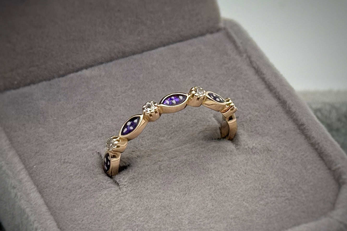 9k Gold Half Marquise Crystal Ring
