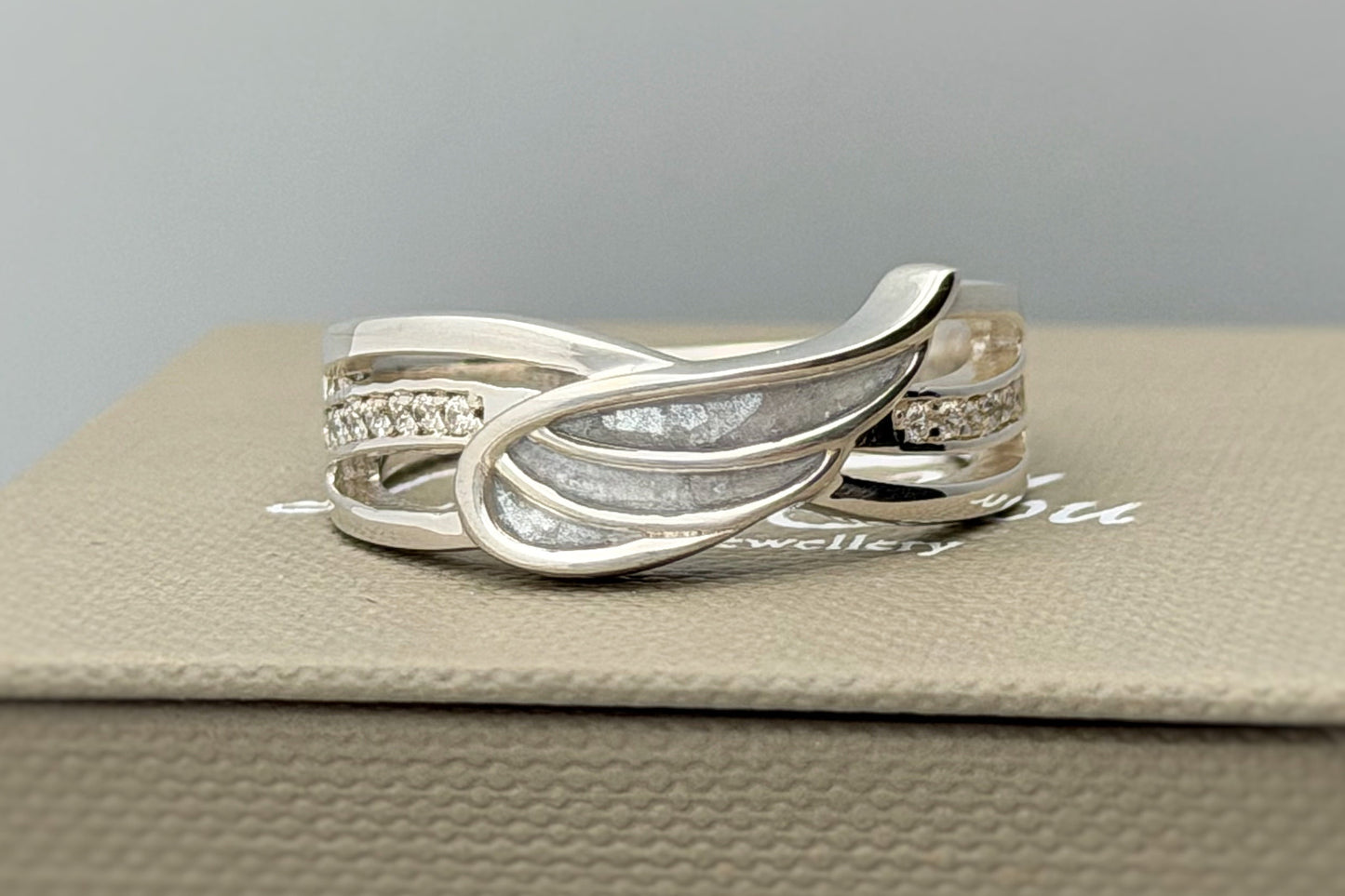 925 Silver Angel Wing Crystal Ring