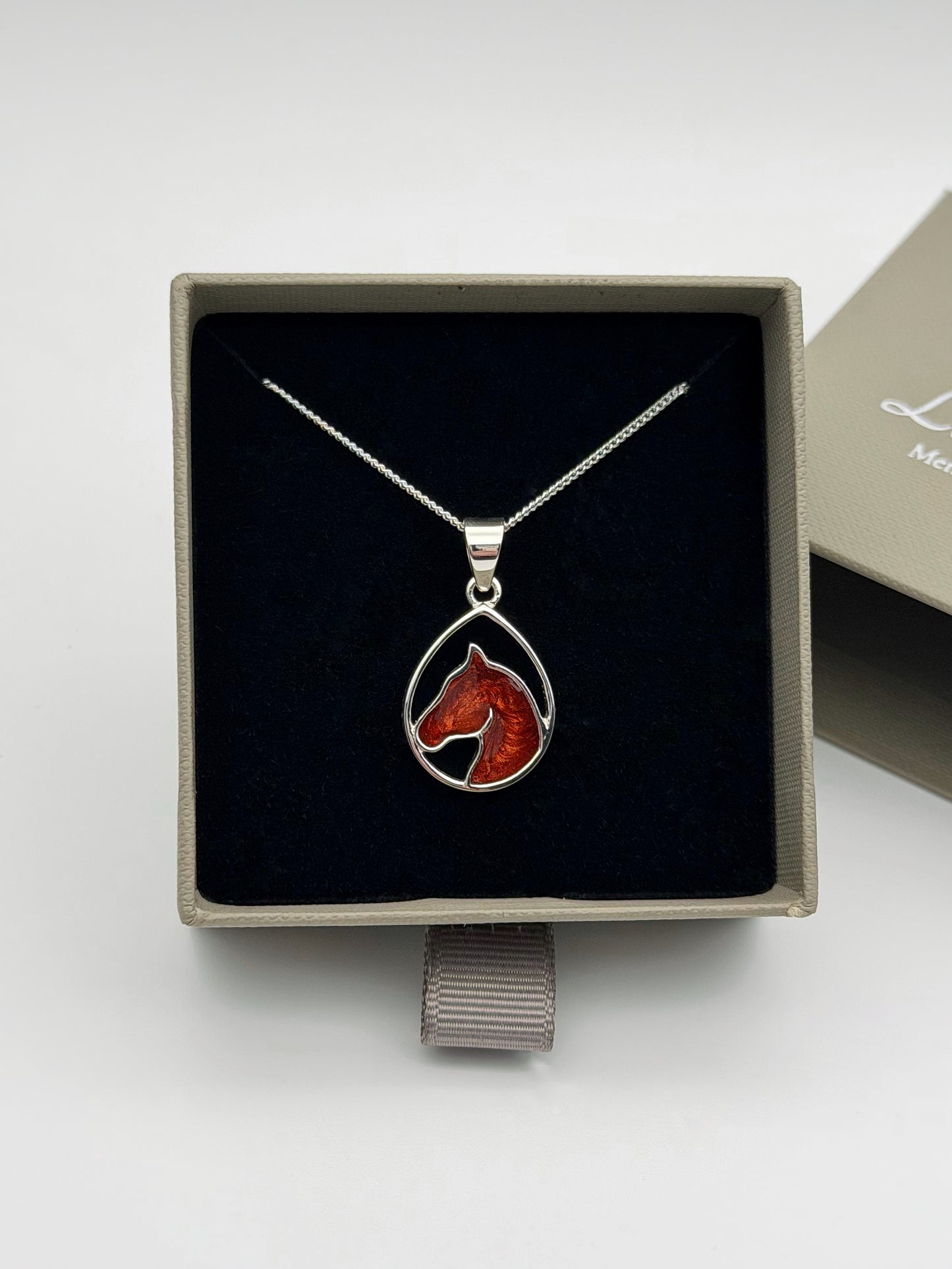 925 Silver Teardrop Horse Head Pendant