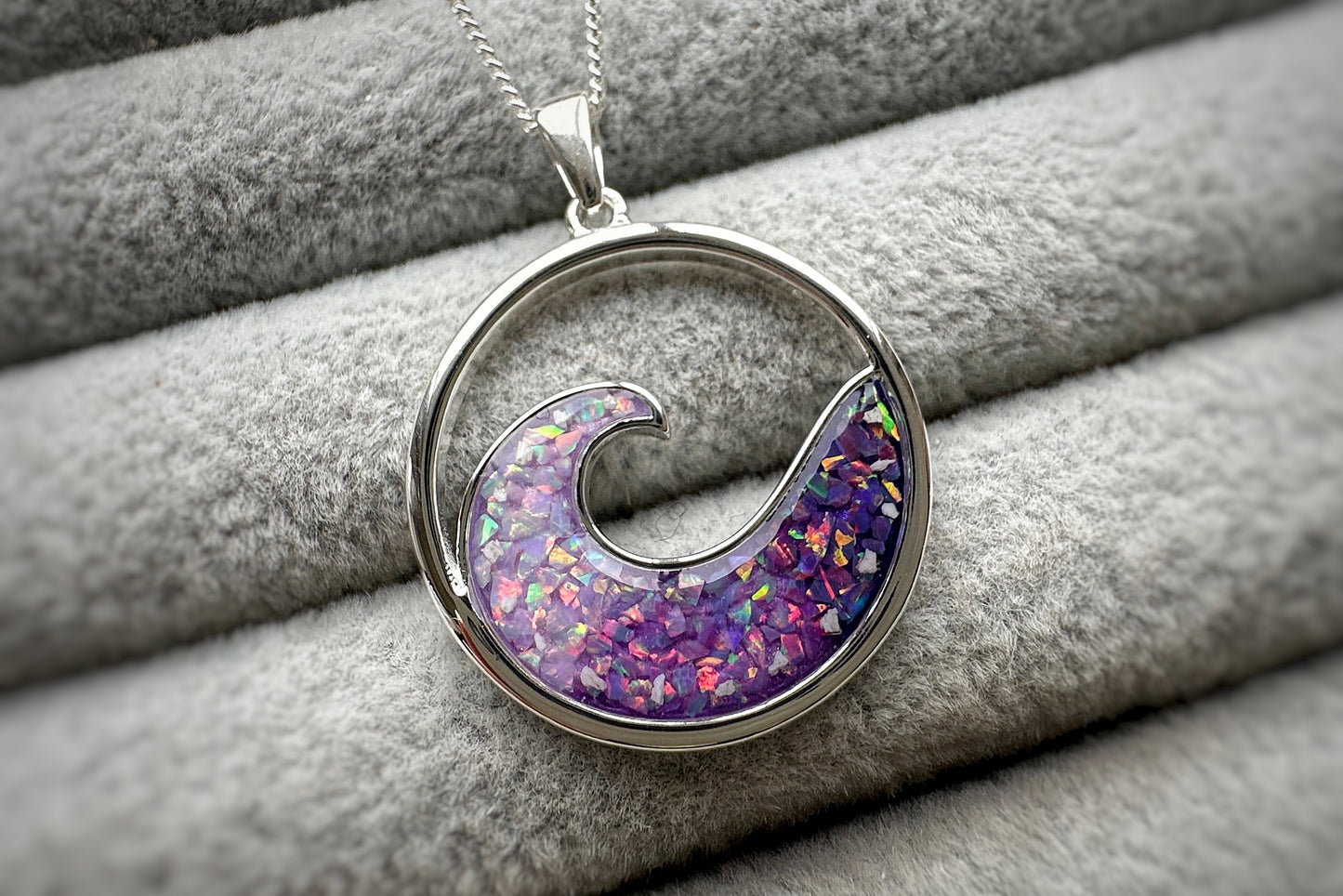 925 Silver Ocean Sea Wave Border Pendant