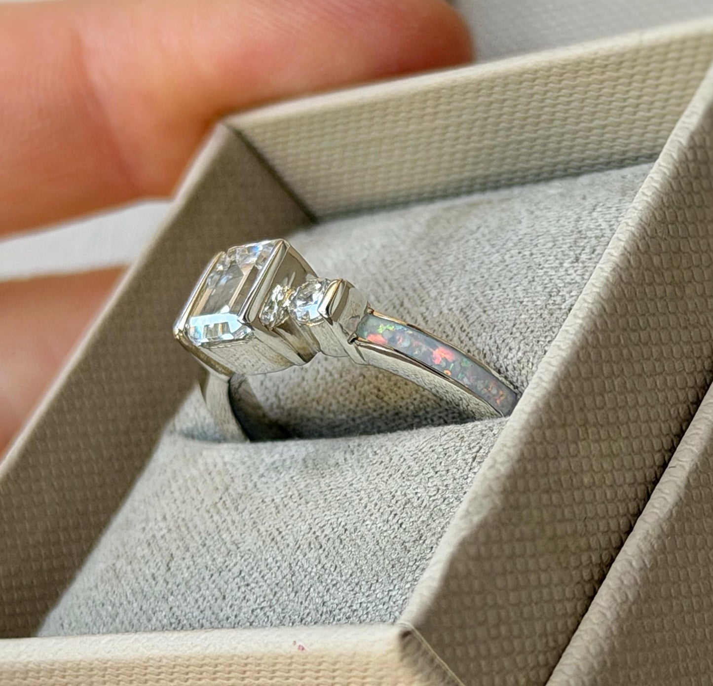 925 Silver Emerald Cut Solitaire Ring