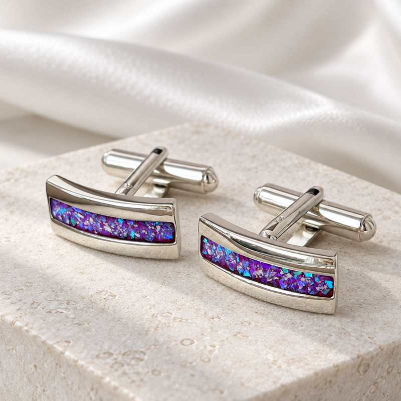 925 Silver Gent’s Curved Rectangular Cufflinks