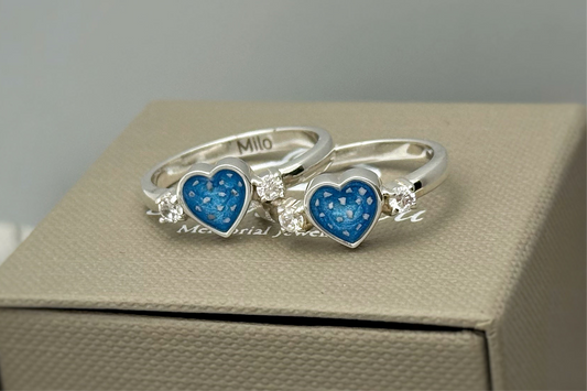 925 Silver Heart Single Crystal Side Ring