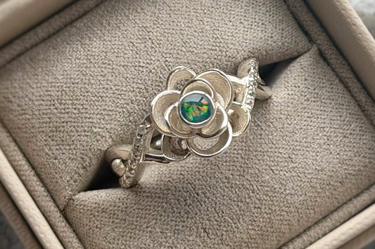 925 Silver Crystal Rose Ring