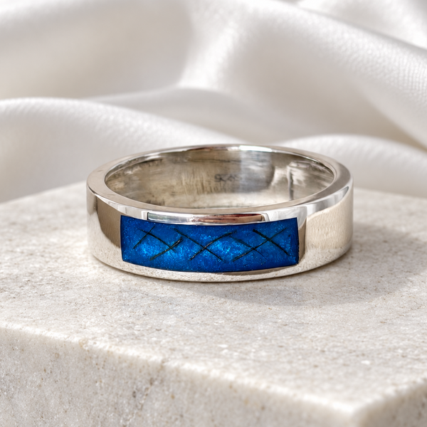 925 Silver Unisex 6mm Squared Channel Band Ring