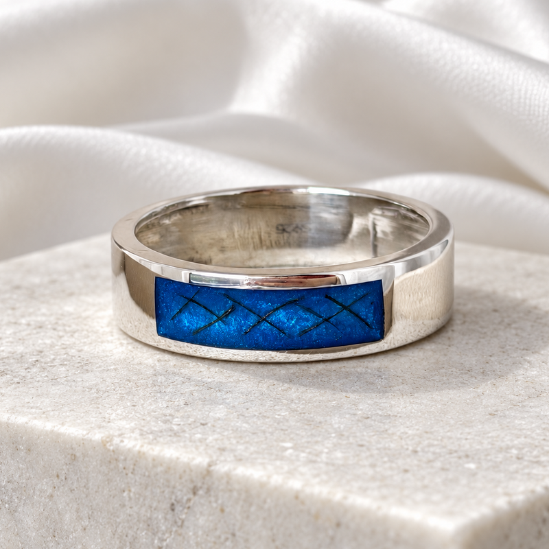 925 Silver Unisex 6mm Squared Channel Band Ring
