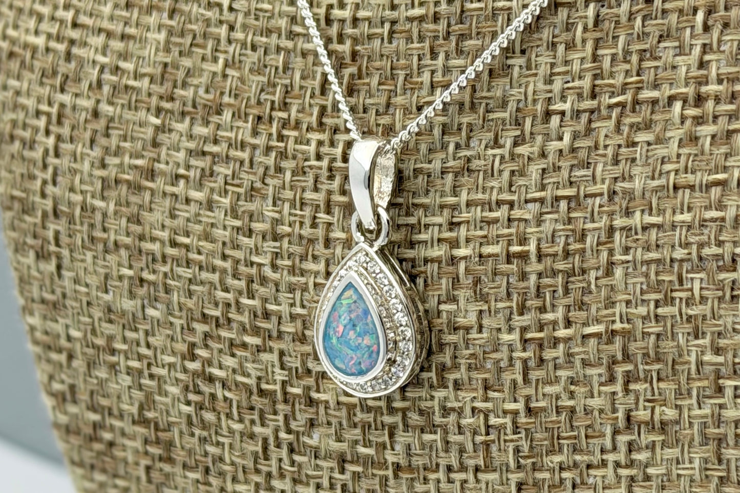 925 Silver Pear Drop Crystal Pendant