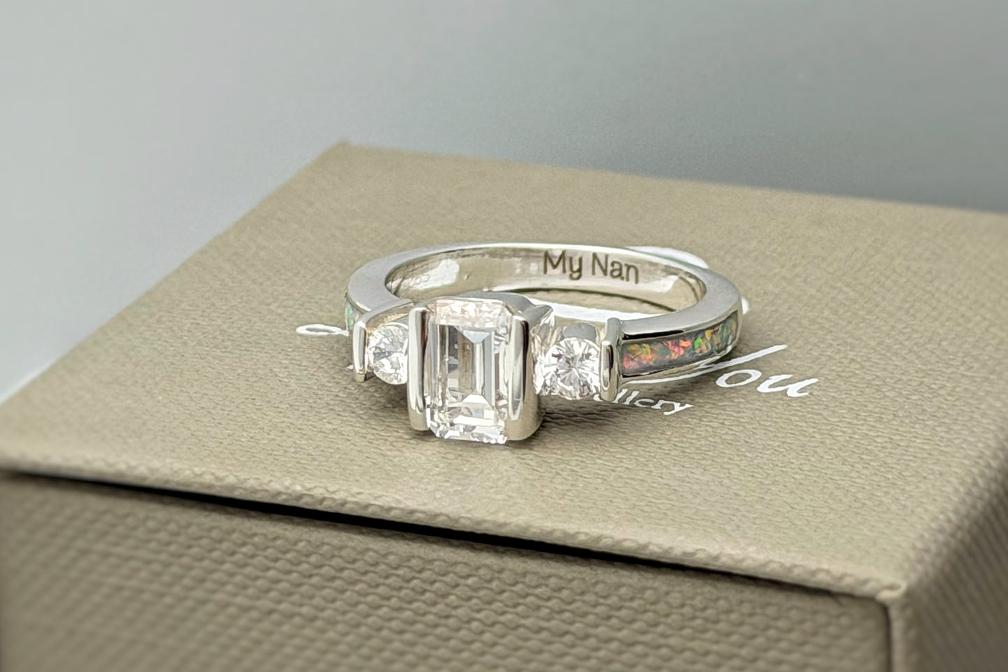 925 Silver Emerald Cut Solitaire Ring