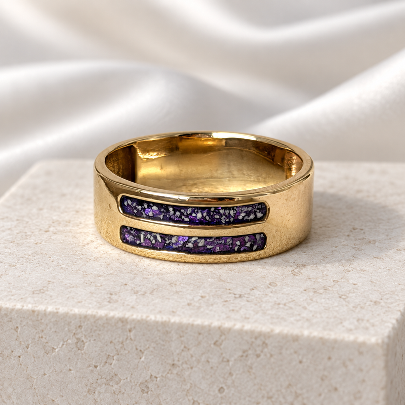 9K Gold Gent’s Two Channel Band Ring