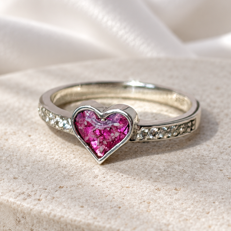 925 Silver Heart Crystal Shoulder Ring