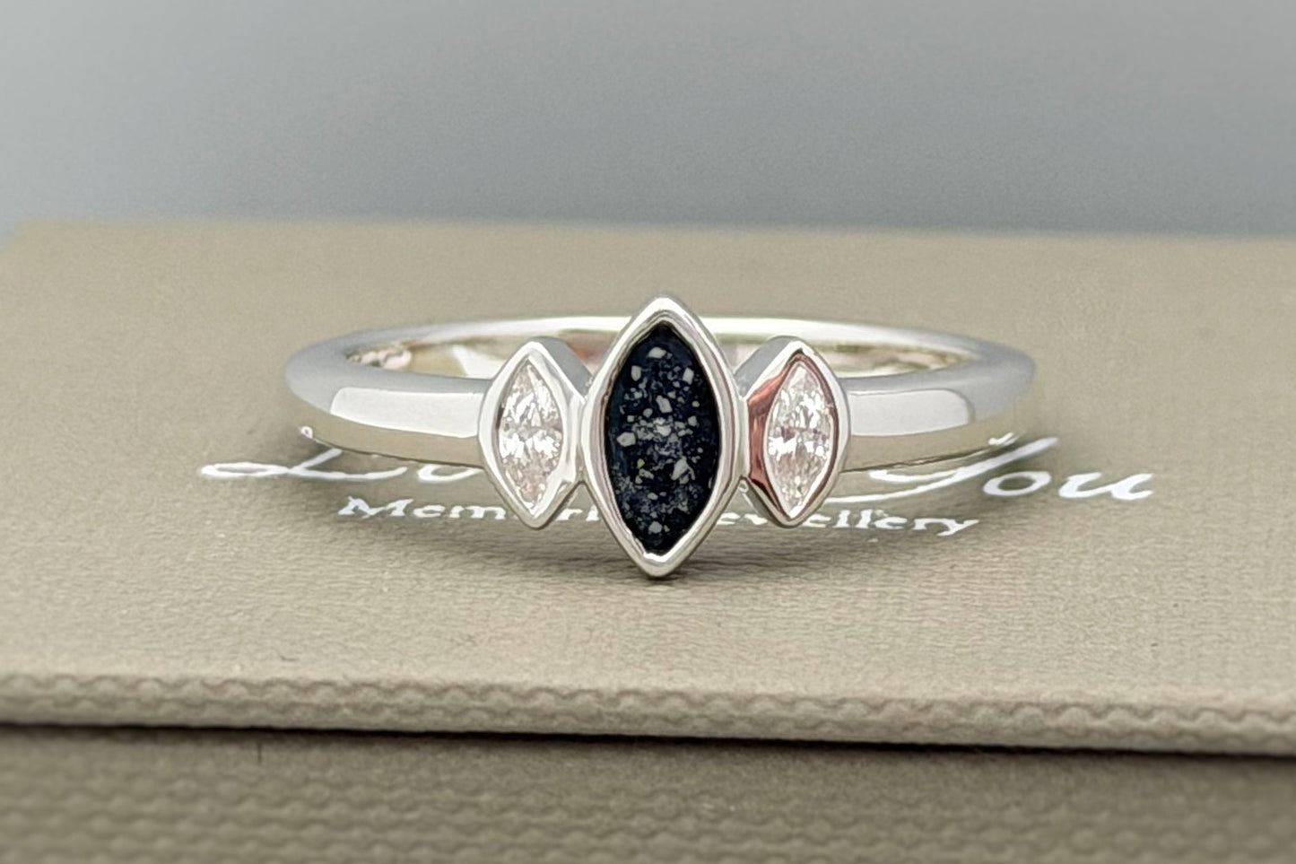 925 Silver Triple Almond Crystal Ring