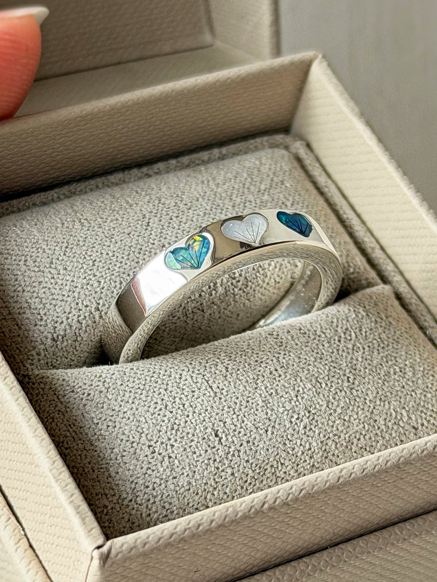 925 Silver Triple Heart Band Ring