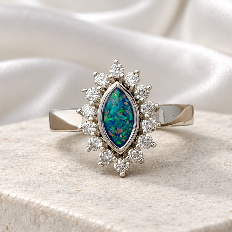 925 Silver Princess Marquise Crystal Ring