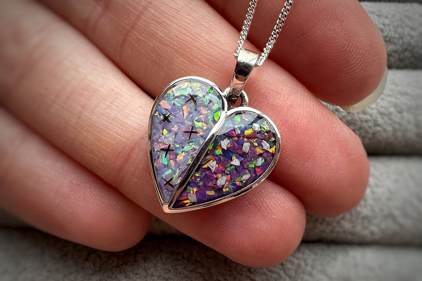 925 Silver Split Heart Pendant