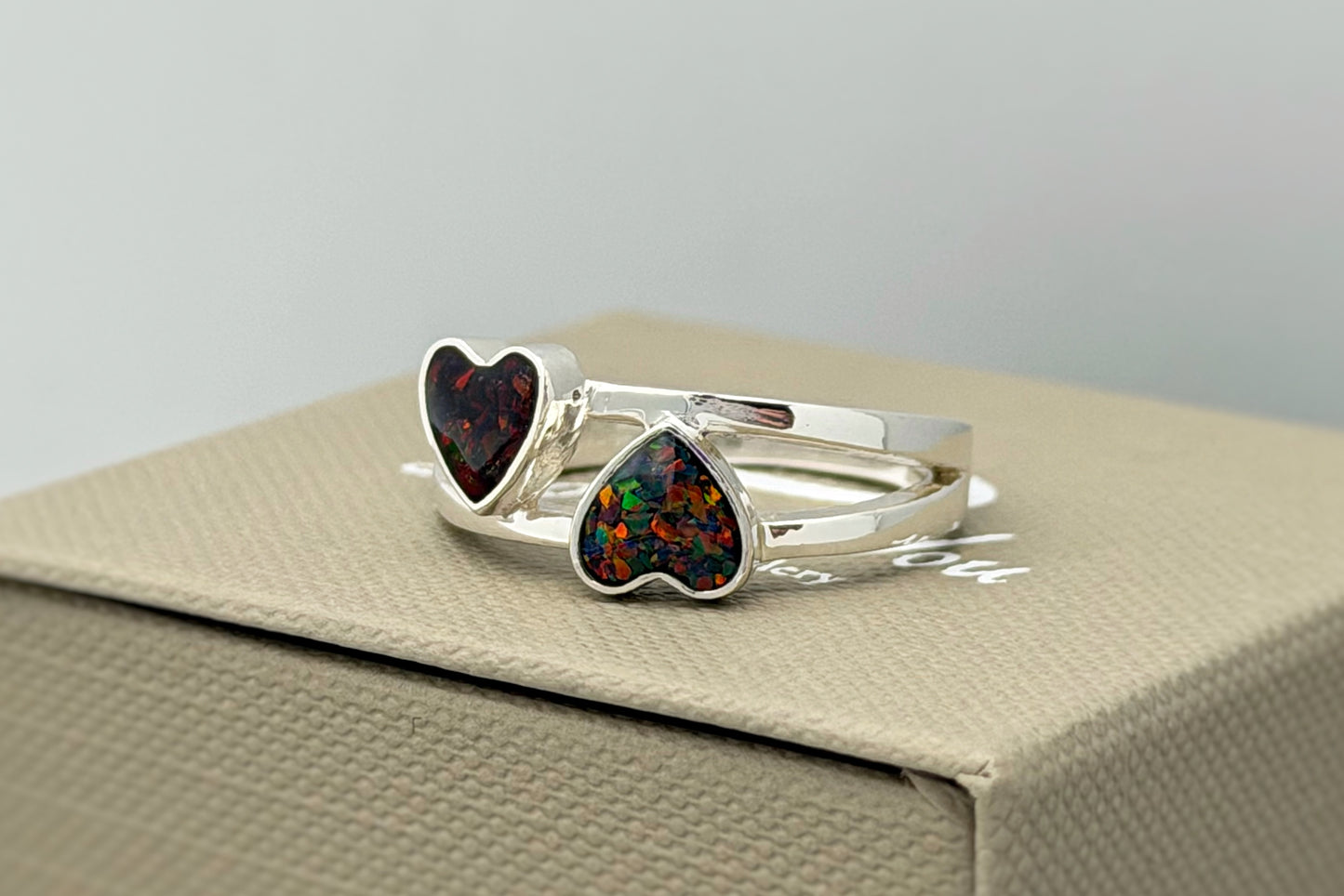 925 Silver Double Heart Ring