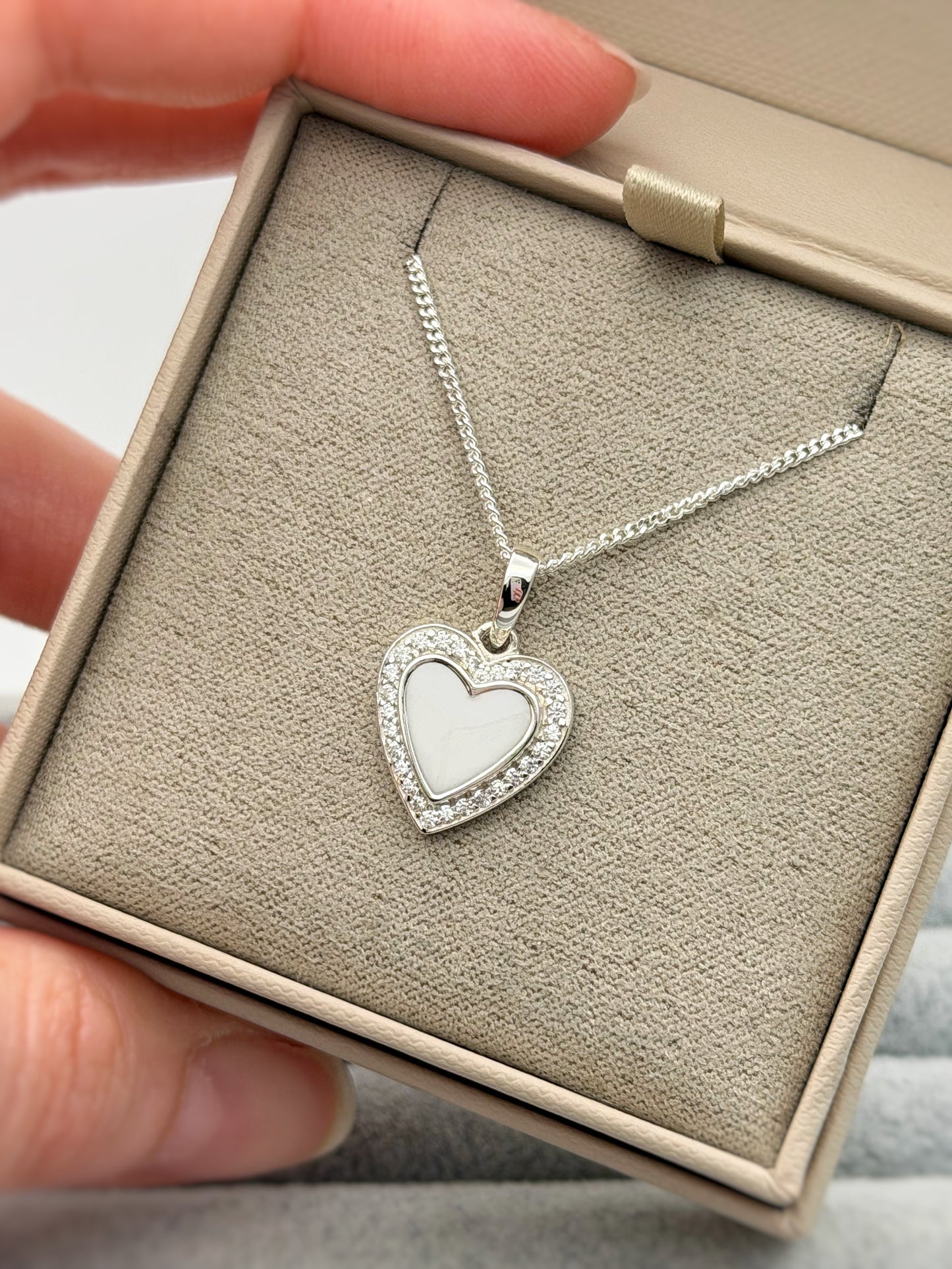 925 Silver Heart Crystal Surround Pendant