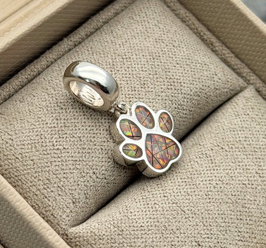 925 Silver Paw Print Dangle Charm