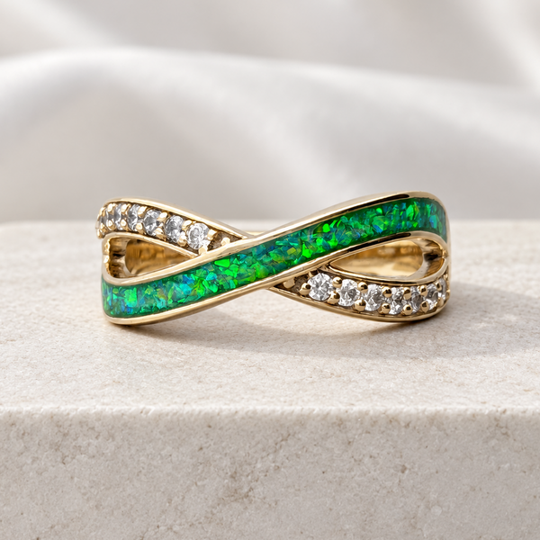 9K Gold Infinity Crystal Ring