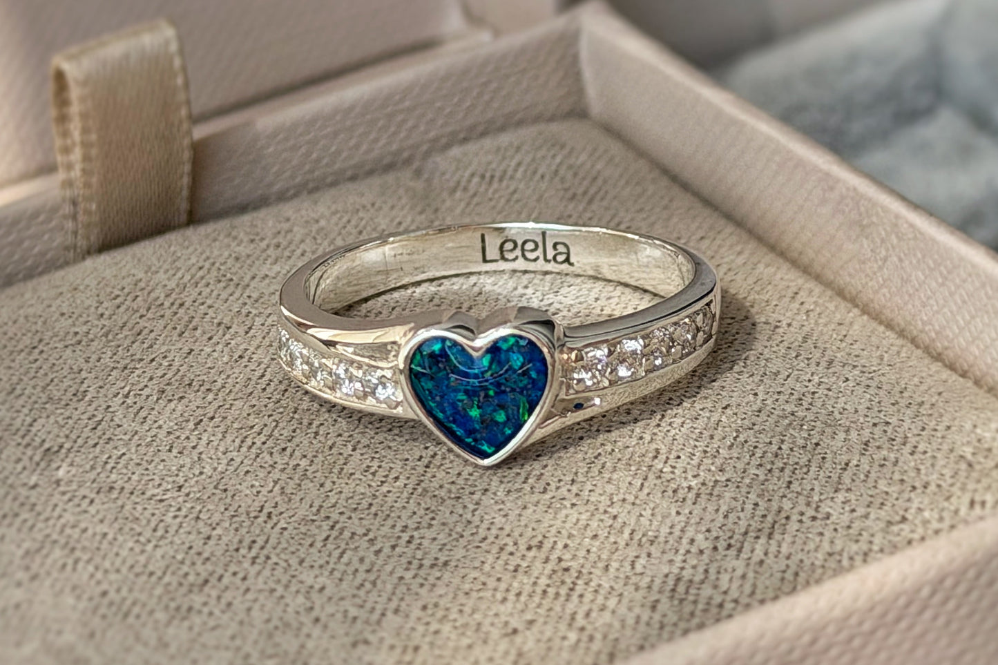 925 Silver Heart Accent Crystal Ring