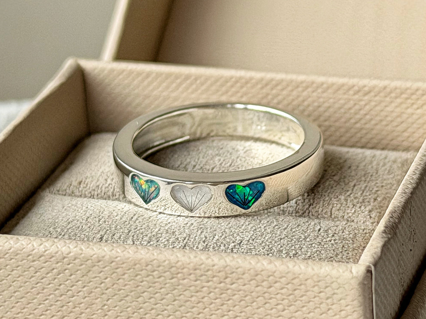 925 Silver Triple Heart Band Ring