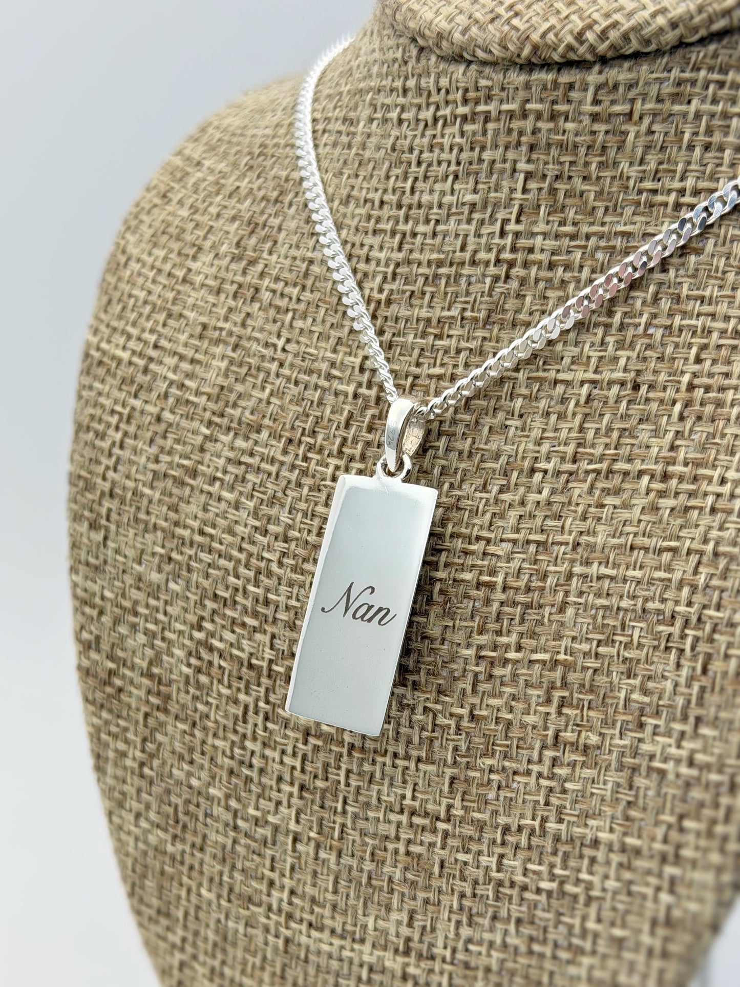 925 Silver Gent’s 3D Gold Bar Style Pendant