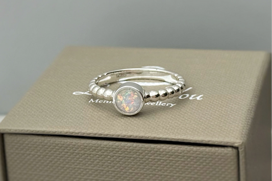 925 Silver Simple Round Stone Bobble Ring
