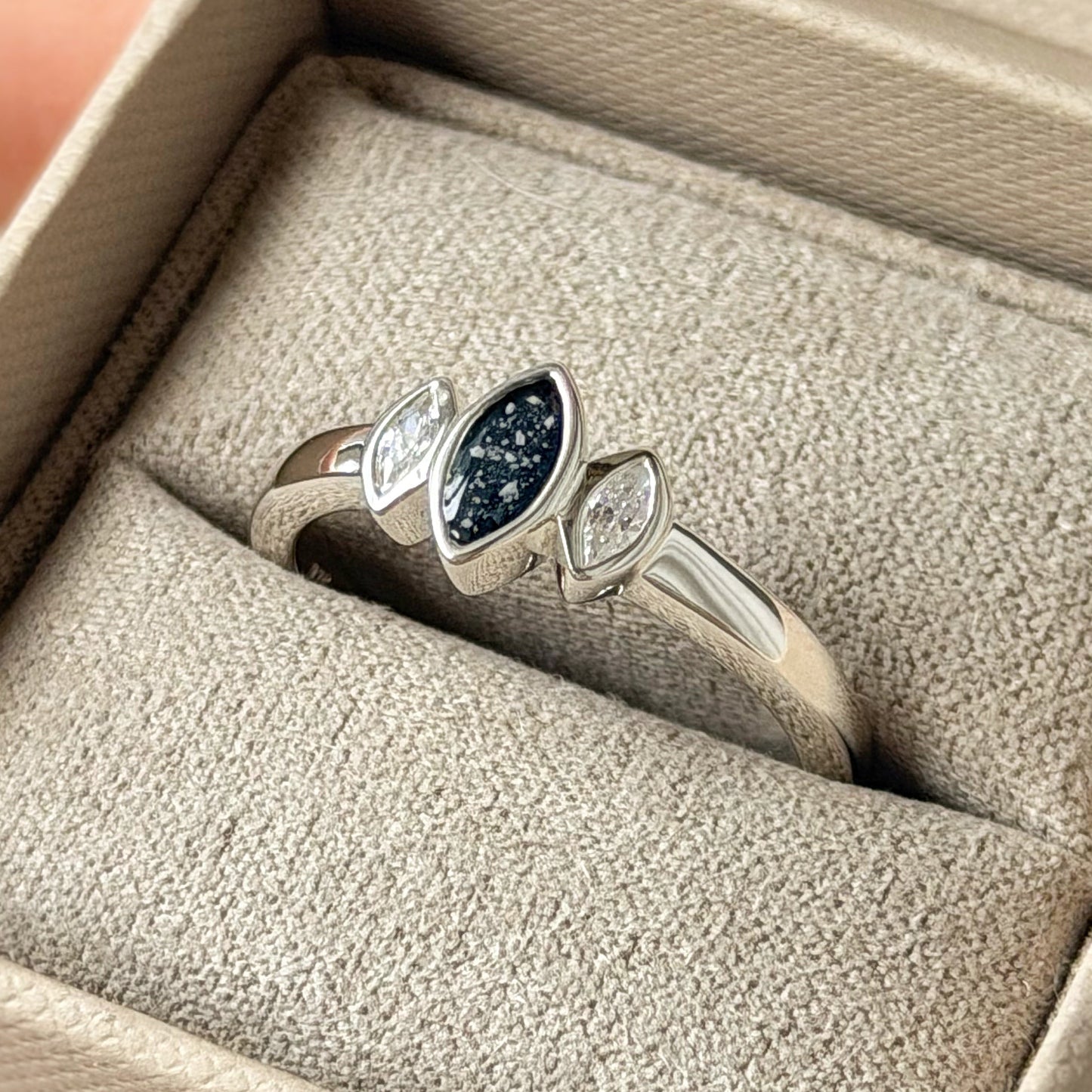 925 Silver Triple Almond Crystal Ring