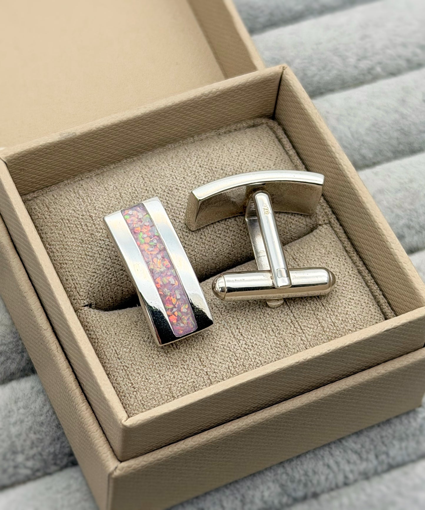 925 Silver Gent’s Curved Rectangular Cufflinks