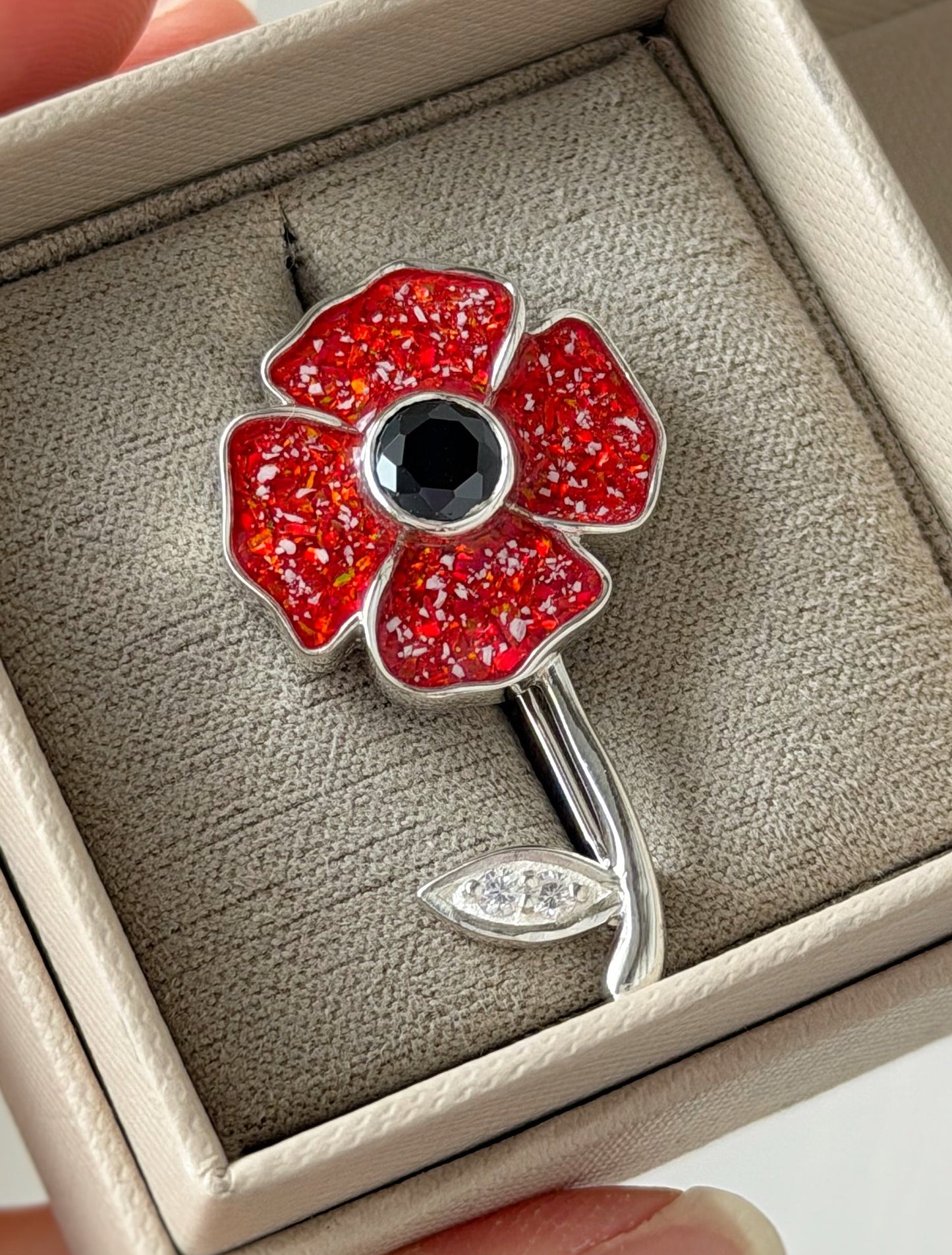 925 Silver Exclusive Poppy Brooch