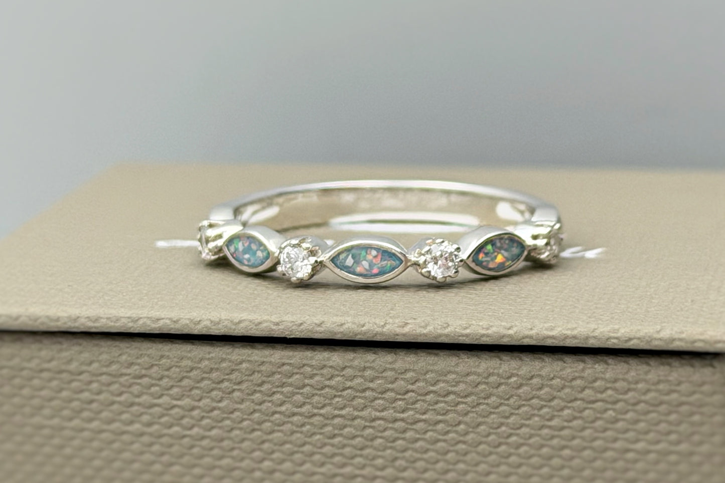 925 Silver Half Marquis Crystal Ring