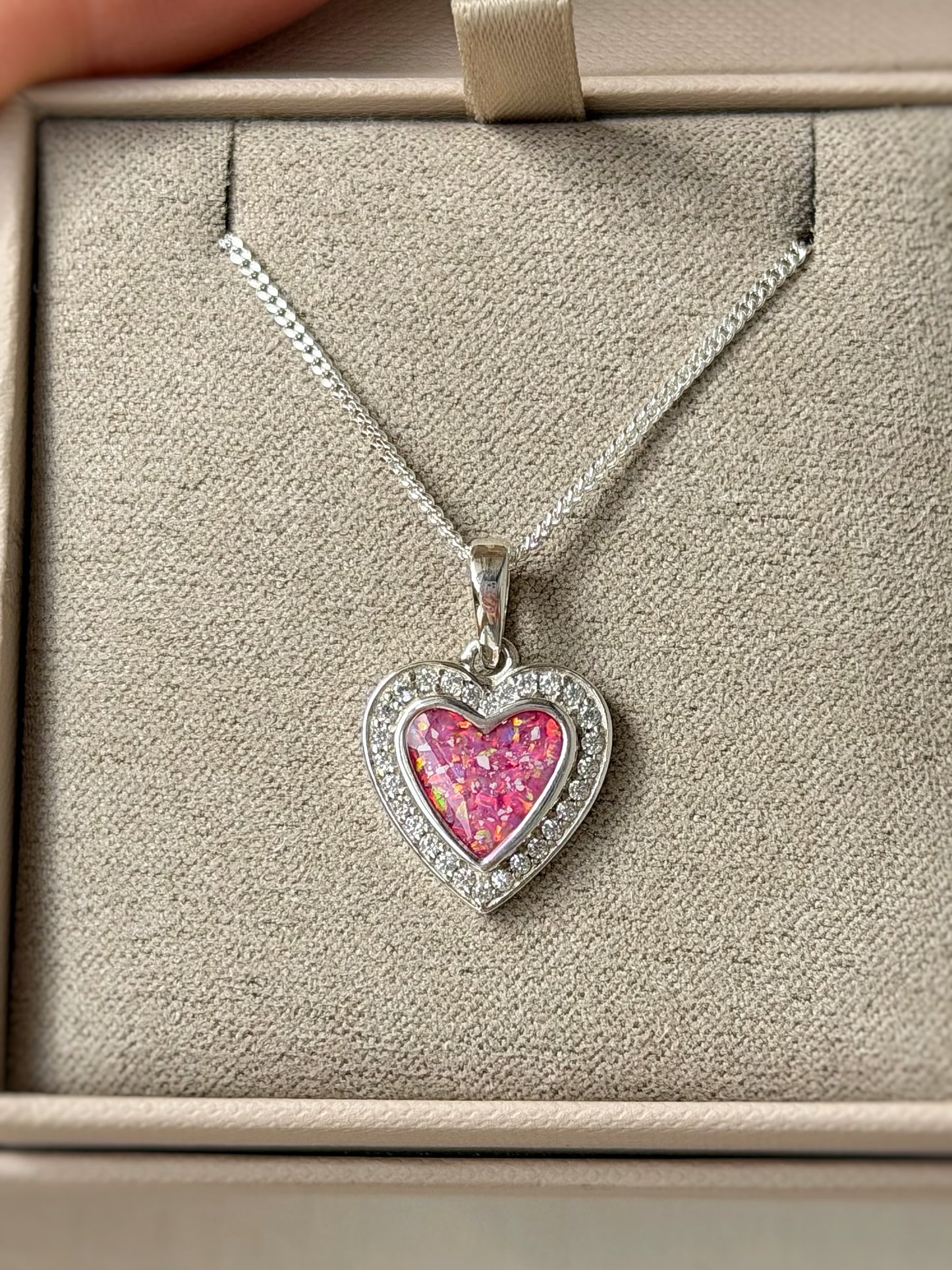 925 Silver Heart Crystal Surround Pendant