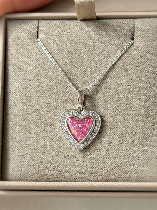 925 Silver Heart Crystal Surround Pendant