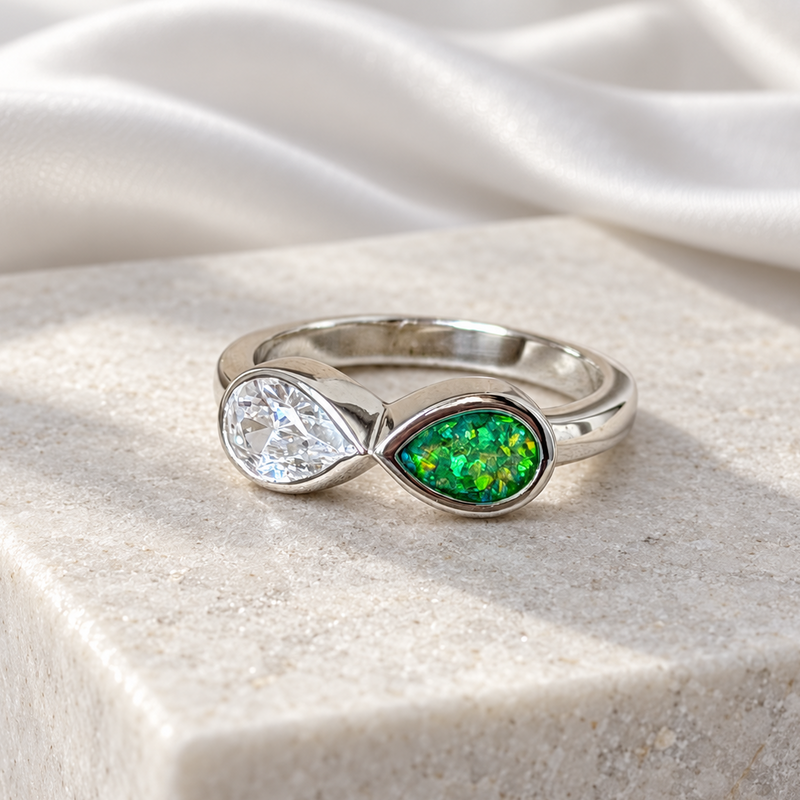 925 Silver Infinity Pear Ring