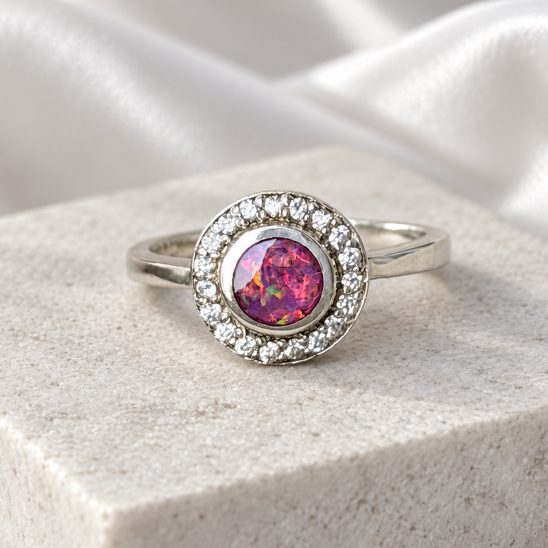 925 Silver Halo Crystal Ring