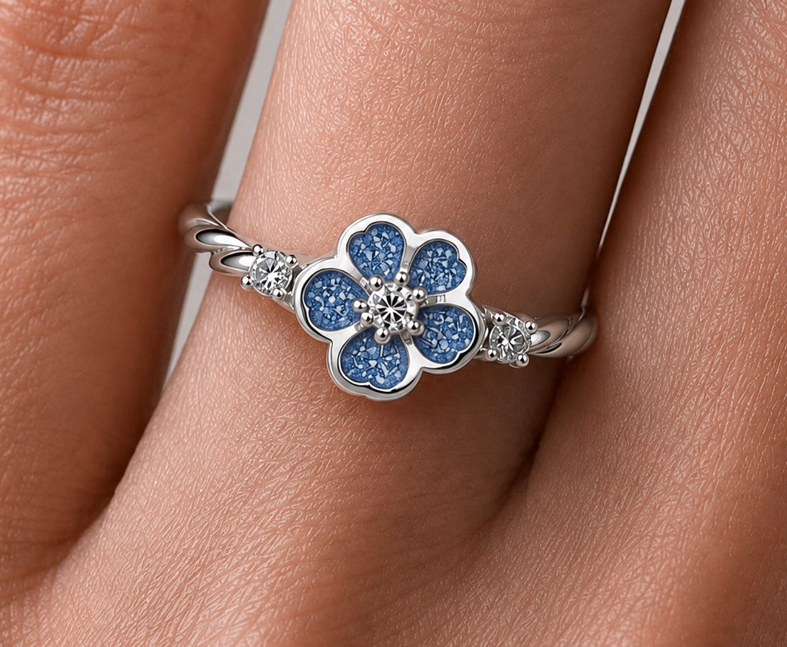 *PRE-ORDER* 925 Silver Forget Me Not Crystal Ring