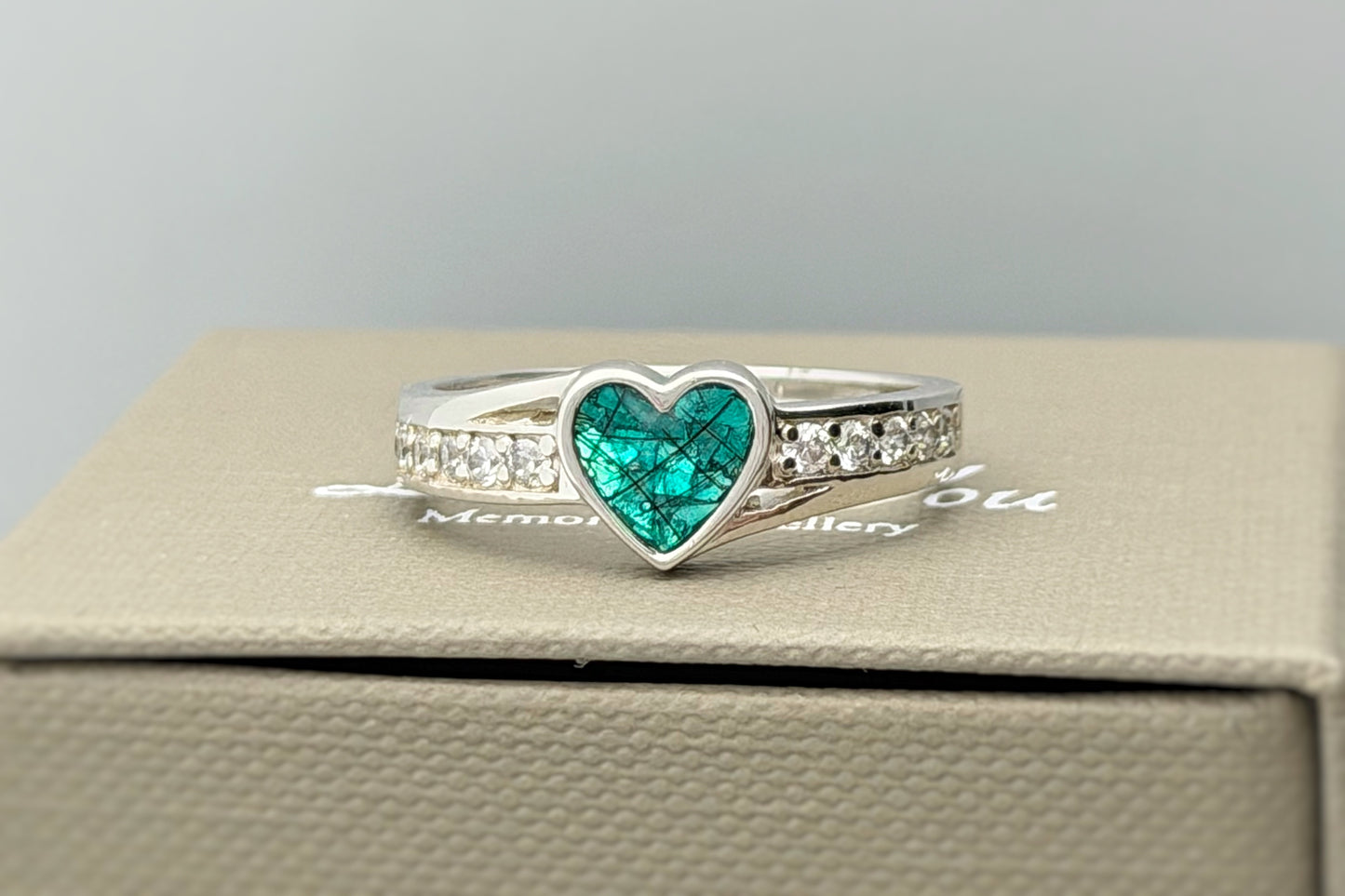 925 Silver Heart Accent Crystal Ring