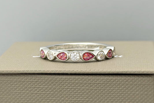 925 Silver Pear Crystal Band Ring