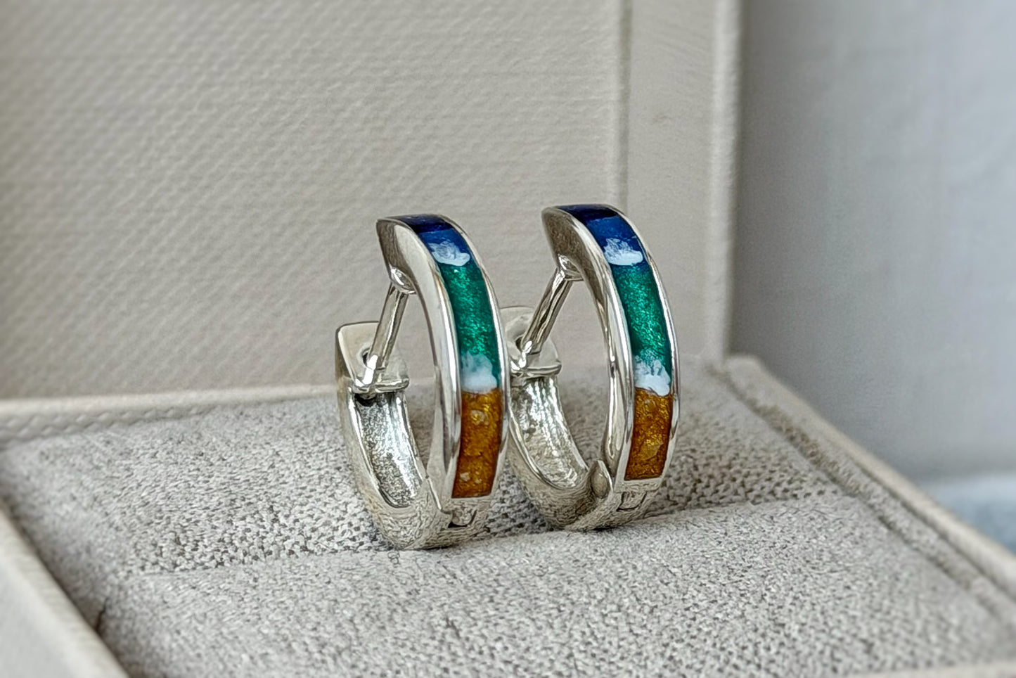 925 Silver Hoop Channel Memorial Earrings