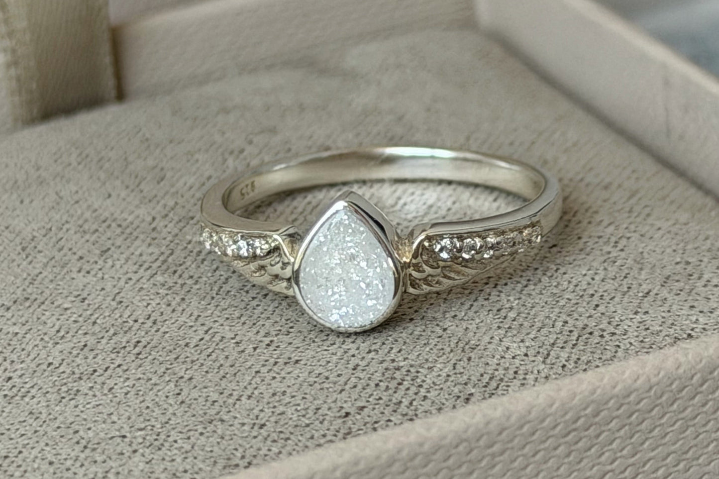 925 Silver Crystal Winged Teardrop Ring