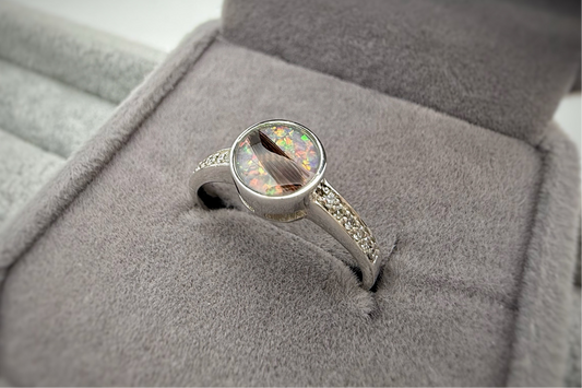 925 Silver Round Crystal Shoulder Ring