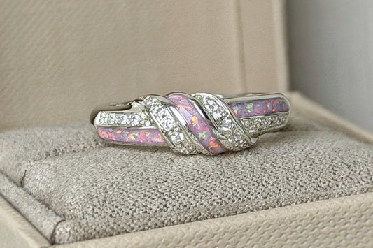 925 Silver Three Stone Knot Twist Band Ring