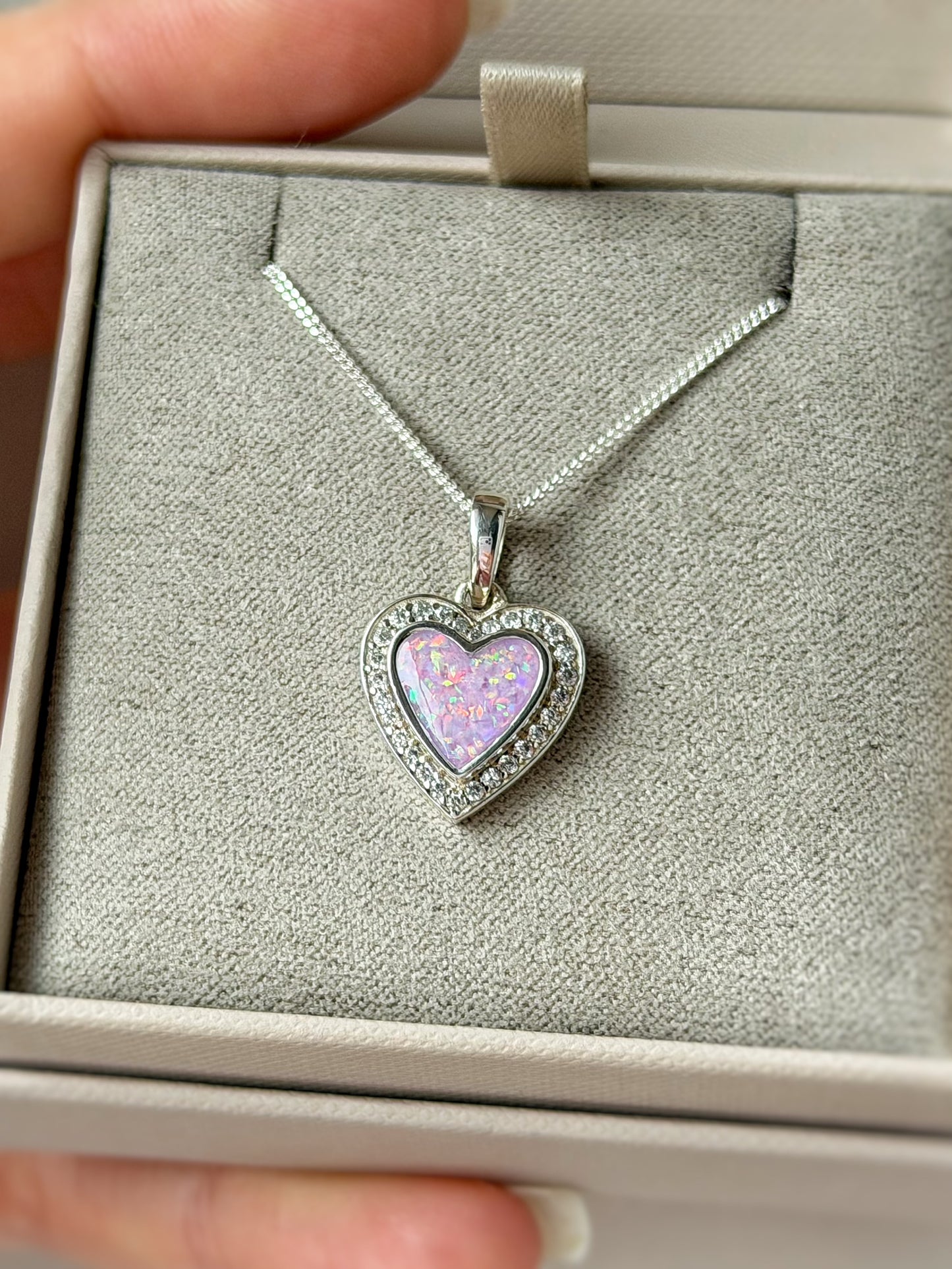 925 Silver Heart Crystal Surround Pendant