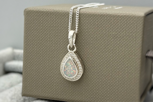 925 Silver Pear Drop Crystal Pendant