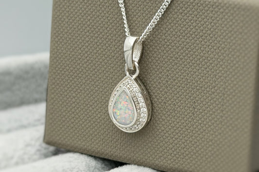 925 Silver Pear Drop Crystal Pendant