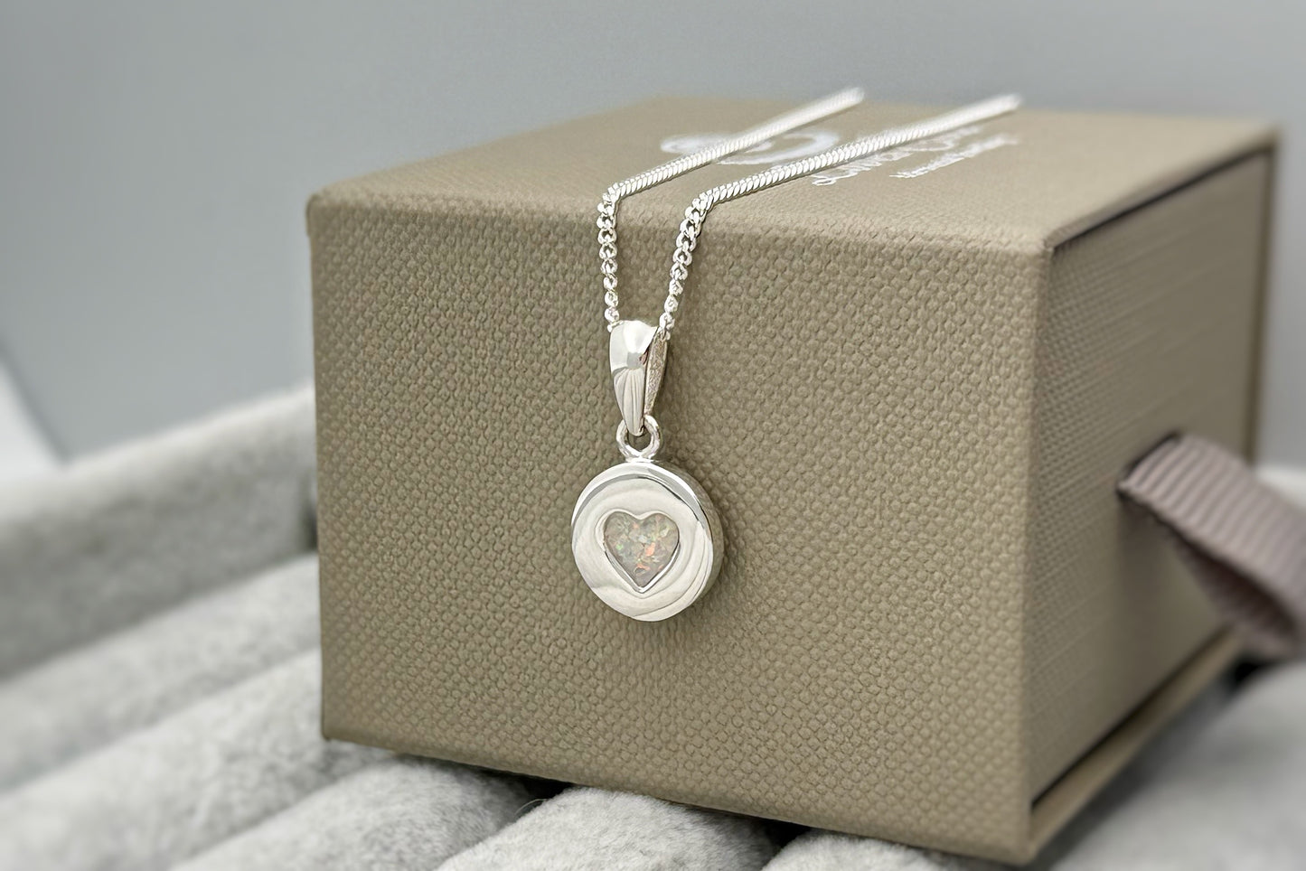 925 Silver Small Round Heart Indent Pendant