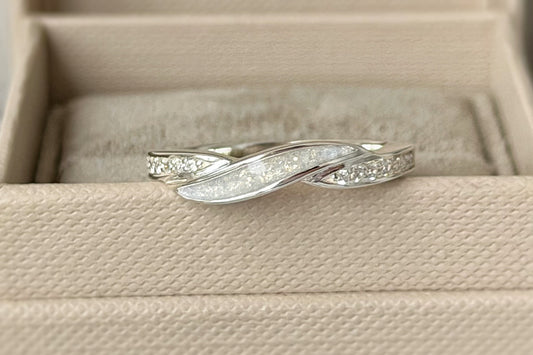 925 Silver Wave Crystal Band Ring