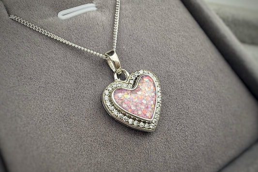 925 Silver Heart Crystal Surround Pendant